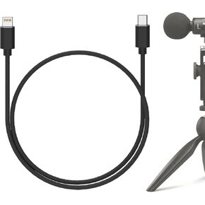 Geekria for Creators Micro USB to Lightning Microphone Cable 3.3 ft / 100 CM, Compatible with Shure MV7, MV88+, MV5, MV51, MVi, Replacement Mic Cord (Black)