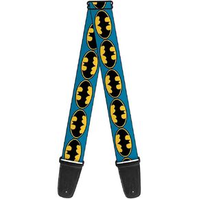 Buckle-Down Guitar Strap - Bat Signal-3 Blue/Black/Yellow - 2" Wide - 29-54" Length