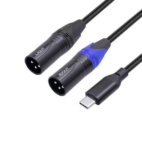 3.3FT USB C to Dual XLR Male Audio Cable,USB C to 2 XLR Male Stereo Power Amplifier Cable,Mobile Phone USB c Connection Active Speaker, Power Amplifier Audio Cable