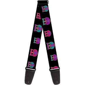 Buckle-Down Guitar Strap Owls Black Fuchsia Purple Turquoise 2 Inches Wide
