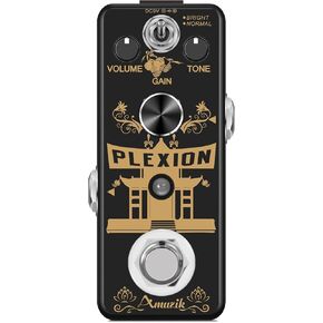 Amuzik Guitar Distortion Pedal Analog Classic Plexion Distortion Effect Pedals 2 Modes Bright and Normal for Guitar & Bass True Bypass Mini Size