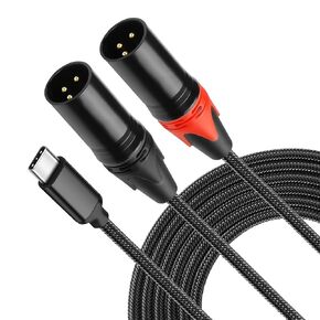 XMSJSIY USB C to Dual XLR Microphone Cable Type C Male to XLR Male Stereo Power Amplifier Cable Audio Connector Cable Compatible with PC Phone Tablet Power Amplifier Audio Cable - 2M/6.56FT