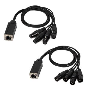 Jamesin XLR Snake Cable to Ethercon Cable, 4 Channel 3-pin Multi Network Snake Receiver，with Cat5/cat6 Network Snake Receiver, for Stage and Recording Studio,3 Feet (2 Male+2 Female