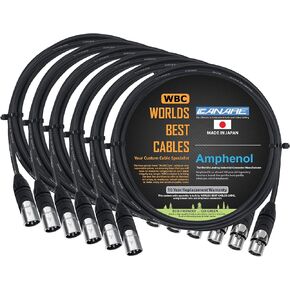 6 Units - 5 Foot - Canare L-4E6S, Star Quad Balanced Male To Female Microphone Cables With Amphenol AX3M & AX3F Silver XLR Connectors - CUSTOM MADE By WORLDS BEST CABLES
