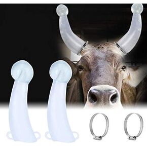 POCREATION Cow Horn Protector, Silicone Calf Cattle Bull Cow Horn Round Cornered Anti Fight Protector Farm Accessory with Clamp