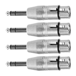 4 Packs TRS Male to XLR Adapter 4 Pack, Metal Alloy Head, Balanced Female XLR to Quarter Inch 6.35mm Male Adapters, Three-Core Audio Head Adapter