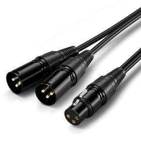 Dual Male XLR to Female XLR, Balanced XLR Splitter Cable XLR Splitter Cable 2 Male to 1 Female, XLR Cable 1 Female 2 Male (1, XLR F-2XLR M, 5Feet)