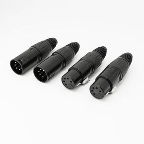 4-Pin XLR Cable Connector XLR 4 Pin Male&Female Plug Connector Mic Cable Plug Connector Audio Adapter for Microphone, Mixers, Black, 2 Pair