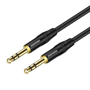 DREMAKE 6FT 6.35mm/6.5mm Balanced Audio Cable TRS 1/4 Inch to 1/4 Inch Guitar Instrument Cable, 6.35mm to Quarter Inch Speaker Cable for Studio Monitors, Mixers, Audio Interface, Stereo Headphone AMP
