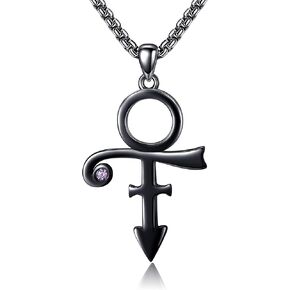 Prince Symbol Necklace Sterling Silver Prince Pendant Necklace for Men Prince Symbol Jewelry for Prince Fans