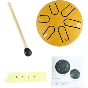 Steel Tongue Drum Pocket Handpan Drum Mini 6 Note Steel Drum, Handheld Mini Hand Drum with Drumstick, Portable Mini Hand Drum Pentatonic Scale Percussion Instrument (Navy Blue)
