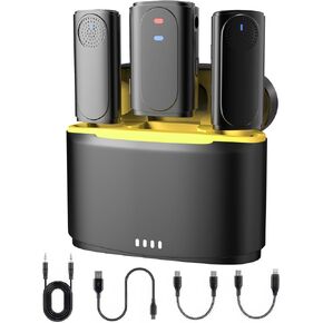 CYLS Wireless Lavalier Microphone System in Charging Case，Mini, Dual Noise Reduction, 48H Duration,Compatible with Camera,Microphone for iPhone, Android for Interview Podcast Vlogging Stream Record