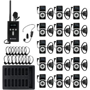 Retekess T130P Wireless Tour Guide System, Noise Reduction,328ft,Tour Guide Headsets with Over Ear Headphones for Factory (1 TX 15 RX)