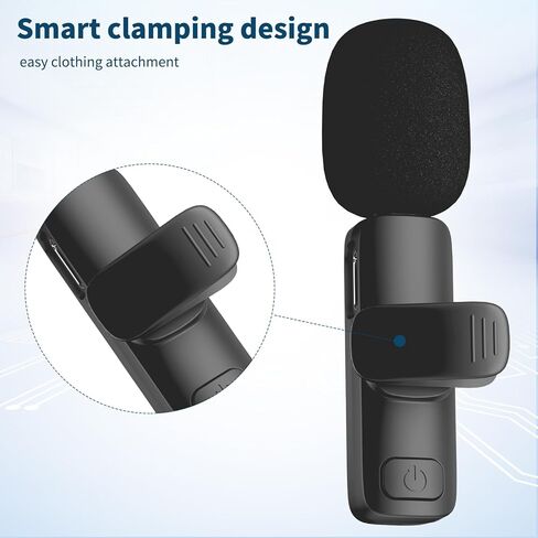 قطعتان من ميكروفون Lavalier اللاسلكي لهاتف iPhone 15 Pro Max، والهواتف الذكية - جودة صوت واضحة للغاية، تدوم طويلاً للمقابلات والبودكاست ومدونات الفيديو والبث المباشر ويوتيوب وتيك توك والمزيد in Kuwait