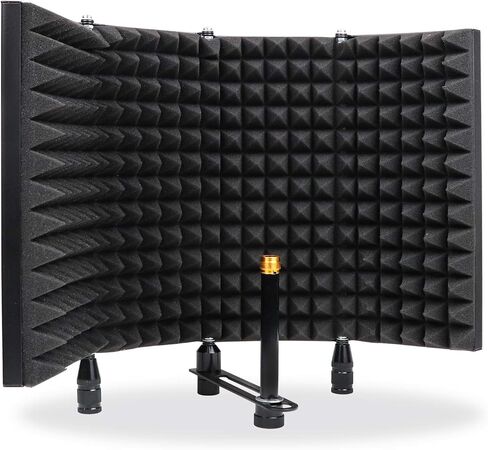 Curved Microphone Isolation Shield Condenser Mic High Density Sound Absorbent Foam Metal Panel for Studio Recording,podcasting,singing,broadcasting (4-Panel) in Saudi Arabia