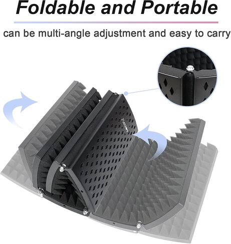 Curved Microphone Isolation Shield Condenser Mic High Density Sound Absorbent Foam Metal Panel for Studio Recording,podcasting,singing,broadcasting (4-Panel) in Saudi Arabia