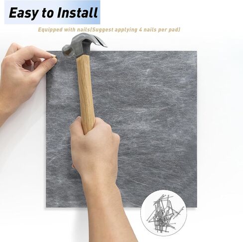 【Soundproofing PRO】12 Pack 1/8 inch Thick Mass Loaded Vinyl Soundproofing Pads【Feel like Added A Wall】Easy to Install(Equip Nails), High Surface Density(1.25lbs/sqft) MLV Insulation Sound Proof Pads in Kuwait