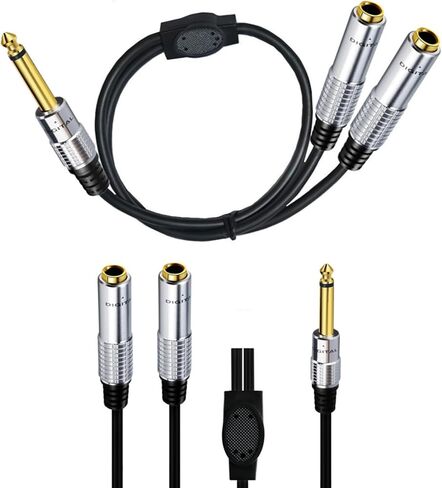 Bewinner 6.35mm to Dual 1/4 Y Splitter Cable 19.7in, 6.35mm Mono Male Plug to Dual 6.35mm Female Jack Cable for Mixer Guitar Piano Amplifier Speaker, Microphone Splitter in Saudi Arabia