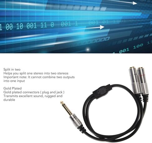 Bewinner 6.35mm to Dual 1/4 Y Splitter Cable 19.7in, 6.35mm Mono Male Plug to Dual 6.35mm Female Jack Cable for Mixer Guitar Piano Amplifier Speaker, Microphone Splitter in Saudi Arabia