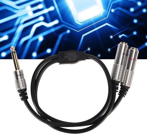Bewinner 6.35mm to Dual 1/4 Y Splitter Cable 19.7in, 6.35mm Mono Male Plug to Dual 6.35mm Female Jack Cable for Mixer Guitar Piano Amplifier Speaker, Microphone Splitter in Saudi Arabia