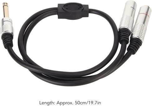 Bewinner 6.35mm to Dual 1/4 Y Splitter Cable 19.7in, 6.35mm Mono Male Plug to Dual 6.35mm Female Jack Cable for Mixer Guitar Piano Amplifier Speaker, Microphone Splitter in Saudi Arabia