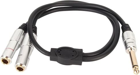 Bewinner 6.35mm to Dual 1/4 Y Splitter Cable 19.7in, 6.35mm Mono Male Plug to Dual 6.35mm Female Jack Cable for Mixer Guitar Piano Amplifier Speaker, Microphone Splitter in Saudi Arabia