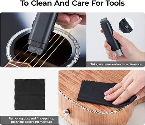 Vangoa 101 قطعة أدوات صيانة إصلاح الجيتار مع حامل، مجموعة أدوات الجيتار الاحترافية ملحقات الجيتار للجيتار الكهربائي الصوتي القيثارة باس بانجو، هدية الجيتار لعشاق in Kuwait