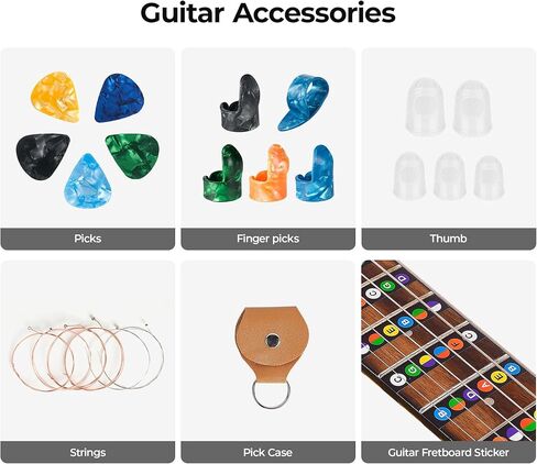 Vangoa 101 قطعة أدوات صيانة إصلاح الجيتار مع حامل، مجموعة أدوات الجيتار الاحترافية ملحقات الجيتار للجيتار الكهربائي الصوتي القيثارة باس بانجو، هدية الجيتار لعشاق in Kuwait