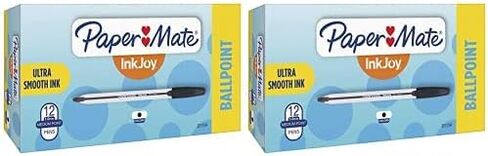 أقلام حبر جاف Paper Mate InkJoy 50ST، نقطة متوسطة (1.0 مم)، أسود، عدد 12 in Saudi Arabia