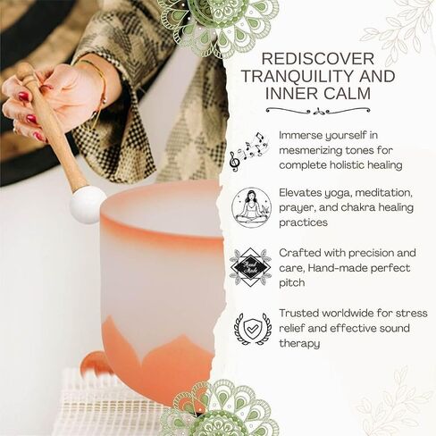 6-12inch Color Lotus 432hz Quartz Crystal Singing Bowls Set of 7, for Healing Mindfulness Meditation Yoga Sound Baths with Case Mallet Suede Striker in Saudi Arabia