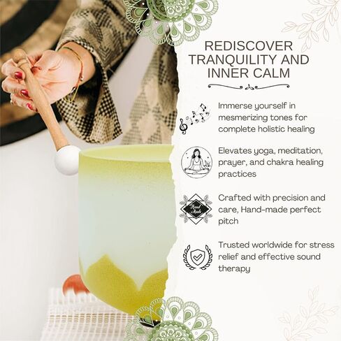 6-12inch Color Lotus 432hz Quartz Crystal Singing Bowls Set of 7, for Healing Mindfulness Meditation Yoga Sound Baths with Case Mallet Suede Striker in Saudi Arabia