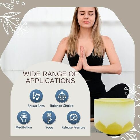 6-12inch Color Lotus 432hz Quartz Crystal Singing Bowls Set of 7, for Healing Mindfulness Meditation Yoga Sound Baths with Case Mallet Suede Striker in Saudi Arabia