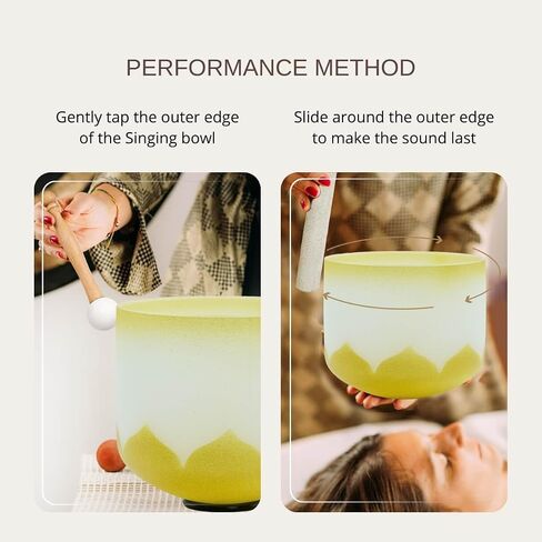 6-12inch Color Lotus 432hz Quartz Crystal Singing Bowls Set of 7, for Healing Mindfulness Meditation Yoga Sound Baths with Case Mallet Suede Striker in Saudi Arabia