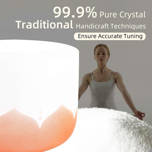6-12inch Color Lotus 432hz Quartz Crystal Singing Bowls Set of 7, for Healing Mindfulness Meditation Yoga Sound Baths with Case Mallet Suede Striker in Saudi Arabia