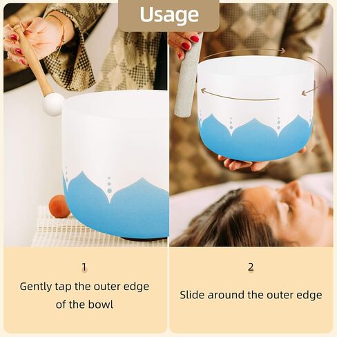 6-12inch Color Lotus 432hz Quartz Crystal Singing Bowls Set of 7, for Healing Mindfulness Meditation Yoga Sound Baths with Case Mallet Suede Striker in Saudi Arabia
