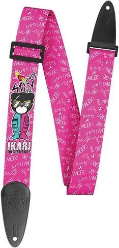 Angry Little Black Bear Clip On Nylon Guitar Strap Electric Guitar Acoustic Guitar Electric Bass Strap (Pink) in Saudi Arabia