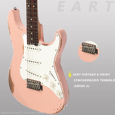 EART Vintage-VS60 6 String Soft Relic Solid-Body Guitar-Full Size Roasted Rosewood Relic Finish VS60 Pickups 6-Point Synchronized Tremolo Bridge Electric Guitar for Blues, Classics,Right Hand in Kuwait