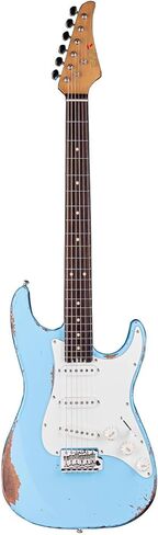 EART Vintage-VS60 6 String Soft Relic Solid-Body Guitar-Full Size Roasted Rosewood Relic Finish VS60 Pickups 6-Point Synchronized Tremolo Bridge Electric Guitar for Blues, Classics,Right Hand in Kuwait