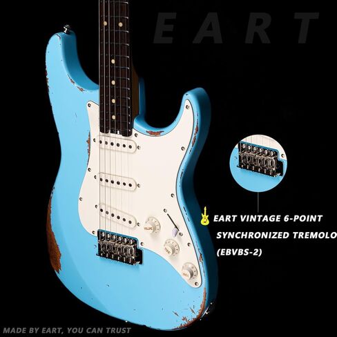 EART Vintage-VS60 6 String Soft Relic Solid-Body Guitar-Full Size Roasted Rosewood Relic Finish VS60 Pickups 6-Point Synchronized Tremolo Bridge Electric Guitar for Blues, Classics,Right Hand in Kuwait