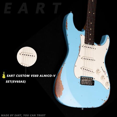 EART Vintage-VS60 6 String Soft Relic Solid-Body Guitar-Full Size Roasted Rosewood Relic Finish VS60 Pickups 6-Point Synchronized Tremolo Bridge Electric Guitar for Blues, Classics,Right Hand in Kuwait