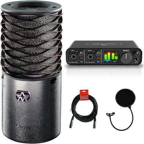 Kellards Aston Microphones Origin Large Diaphragm Cardioid Condenser Microphone Bundle with Motu M2 2x2 USB Audio Interface, Pop Filter and XLR- XLR Cable in Kuwait