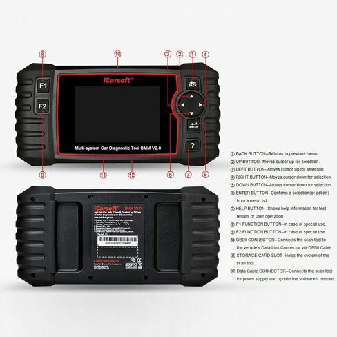 ماسح ضوئي obd2 ثنائي الاتجاه من iCarsoft لسيارة Land Rover/Jaguar، أداة مسح تشخيصي متعمق للأنظمة الكاملة، 38 إعادة ضبط/118 بيانات رسومية، قارئ رمز نقل محرك ABS SRS -LR V3.0 (إصدار محسن) in Saudi Arabia