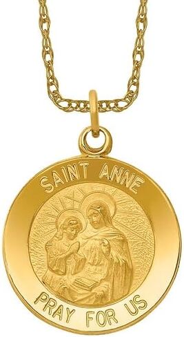 14k Yellow Gold Saint Anne Medal Necklace Charm Pendant Religious Patron St Fine Jewelry For Women Gifts For Her in Kuwait
