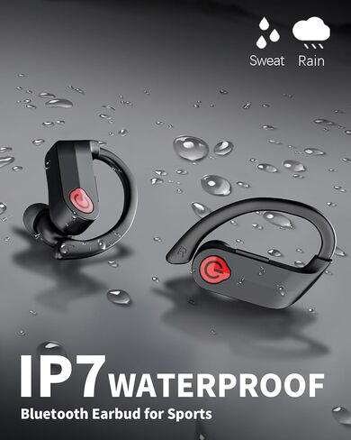 EUQQ Wireless Earbuds Bluetooth Headphones Sports Over-Ear Bluetooth 5.3 Ear Buds with Earhooks 120H Playtime Wireless Headphones for Workout Waterproof Bluetooth LED Power Display, Black in Saudi Arabia