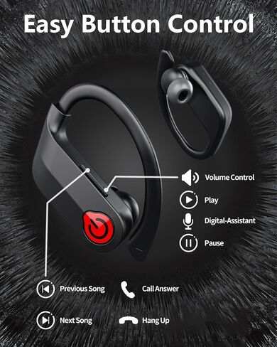EUQQ Wireless Earbuds Bluetooth Headphones Sports Over-Ear Bluetooth 5.3 Ear Buds with Earhooks 120H Playtime Wireless Headphones for Workout Waterproof Bluetooth LED Power Display, Black in Saudi Arabia