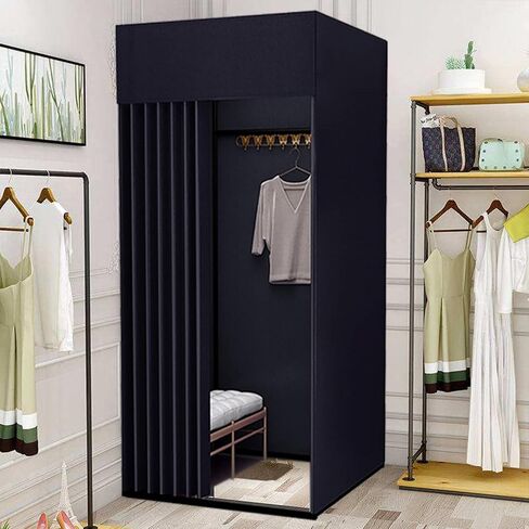 MORN Fitting Room, 43x43x78 inch Clothing Store Changing Room, Strong Shading, Better Privacy Protection Fitting Room-Easy to Assemble, Clothing Store, Private Space (Black) ( Color : Black ) in Saudi Arabia