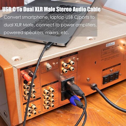 3.3FT USB C to Dual XLR Male Audio Cable,USB C to 2 XLR Male Stereo Power Amplifier Cable,Mobile Phone USB c Connection Active Speaker, Power Amplifier Audio Cable in Kuwait