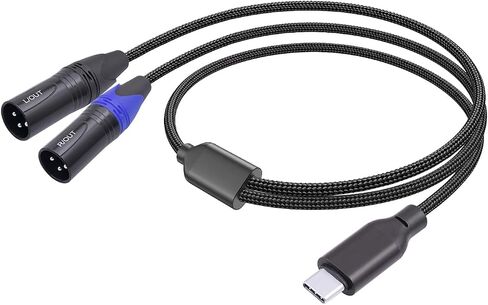 3.3FT USB C to Dual XLR Male Audio Cable,USB C to 2 XLR Male Stereo Power Amplifier Cable,Mobile Phone USB c Connection Active Speaker, Power Amplifier Audio Cable in Kuwait