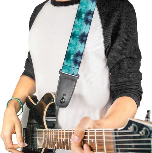 Buckle-Down Guitar Strap Tie Dye Reflection Turquoise Blues 2 Inches Wide in Saudi Arabia