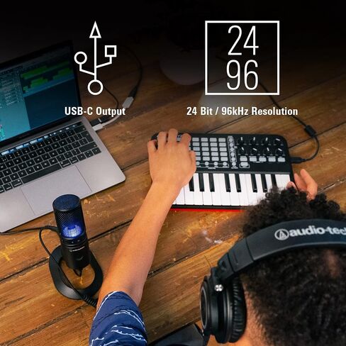 ميكروفون USB بمكثف قلبي من Audio-Technica AT2020USB-X، أسود (متجدد) in Saudi Arabia